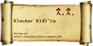 Klecker Klára névjegykártya